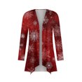 thumbnail image 4 of Women's Fashionable Loose-Fit Casual Cardigan with Christmas Print Mid-Length Coat for Holiday Outfits and Comfortable Wear,Deep Red,M, 4 of 6
