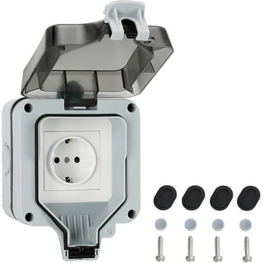 Heavy Duty Outdoor Power Outlet, Nema 5-15 Duplex Receptacle, 15 Amp Outdoor Outlet, Ip66 Waterproof Design, Single Socket