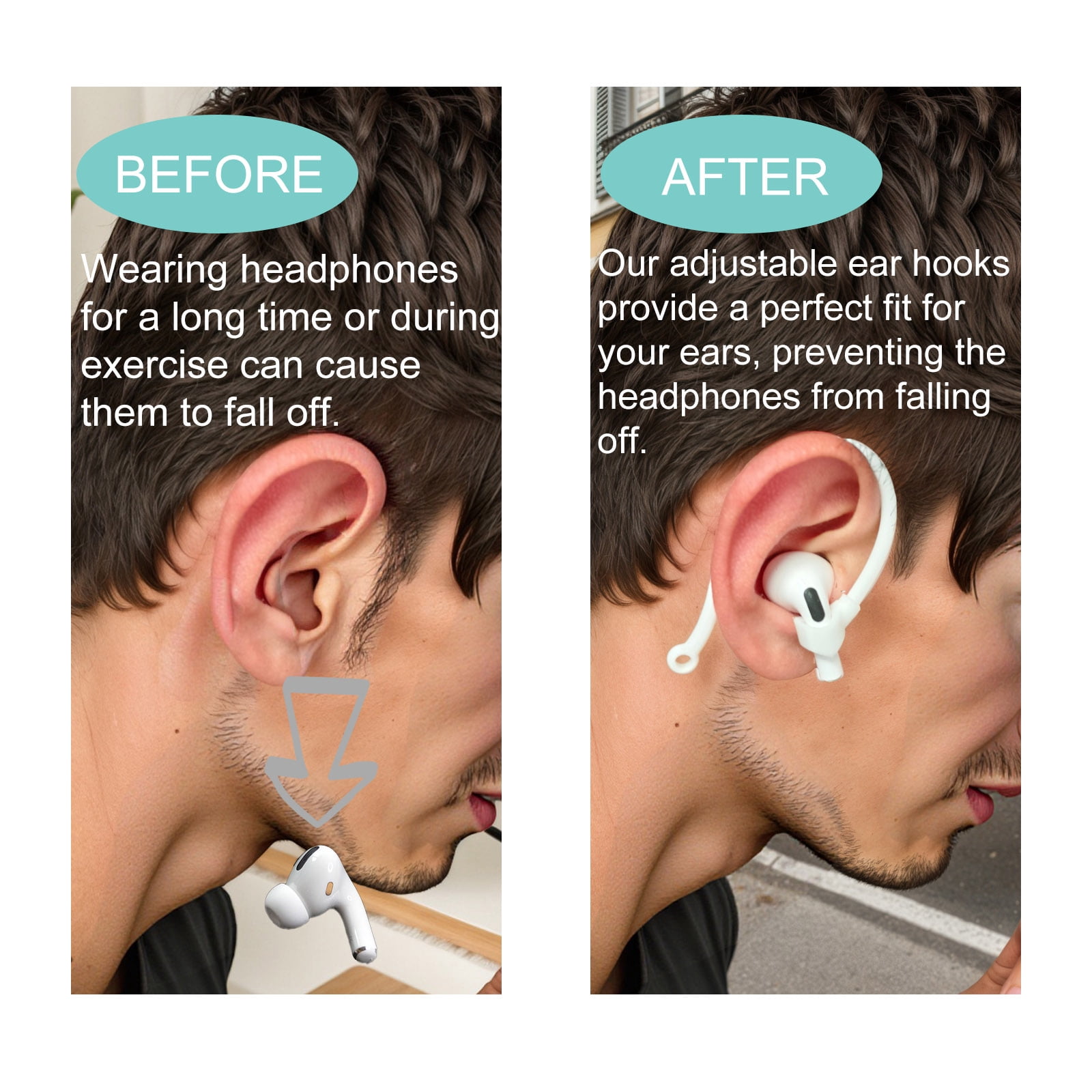 Adjustable Ear Hooks Compatible with AirPods 4, 3, 1, 2 and Pro & All in-Ear Headphones with Stems - 2 Pairs Secure & Comfortable Prevent Falls Ear Holders for Headphones - Easy to Install-CHKYWAIY thumbnail 6