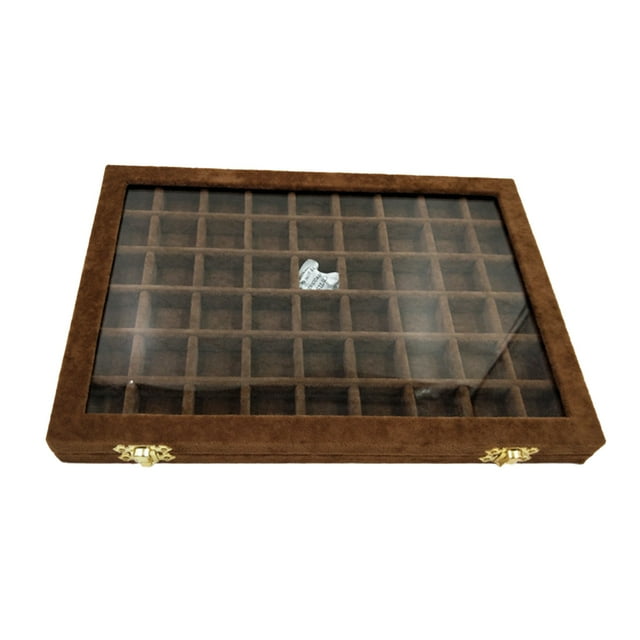 Lints Jewelry Organizer Large Capacity Storage Box Tray Holder Earring Organizers Necklace Rings Holder with Lid for Home Travel Multifunction Case Brown