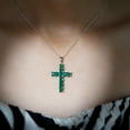thumbnail image 4 of Rosec Jewels Certified Lab Grown Emerald Cross Pendant with Chain - Religious Necklace - AAAA Grade - Ready to Gift for Christmas, 925 Sterling Silver, 4 of 7