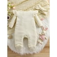thumbnail image 3 of Suealasg Infant Baby Girls Fall Clothes Long Sleeve Pleated Full Length Jumpsuits Headband 3 6 12 Months Newborn Girls Footies Romper Bodysuit Headband, 3 of 7