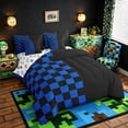 thumbnail image 2 of Meiyoeat Checkerboard Pattern Queen Bedding 7pcs for Adults, Classic Chess Print Bedding Comforter Set Queen, Blue Black, 2 of 6