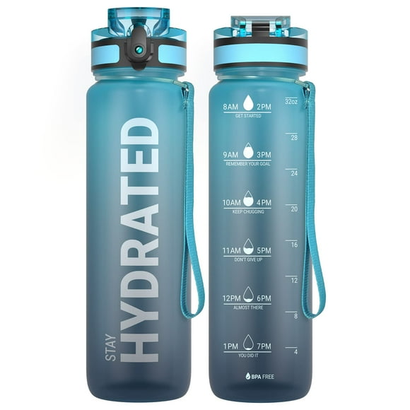 Botella de agua Sahara Sailor, 950 ml, Tritan, sin BPA, con marcador de tiempo