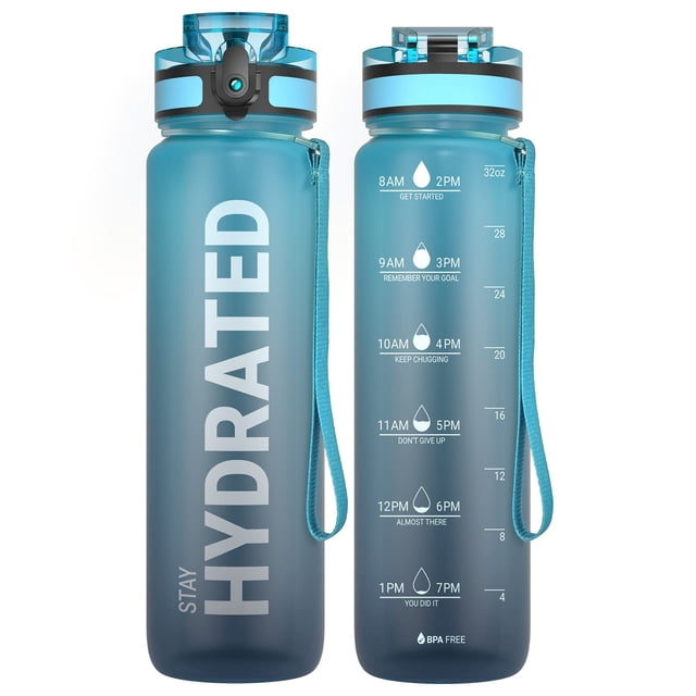 Botella de agua Sahara Sailor, 950 ml, Tritan, sin BPA, con marcador de tiempo