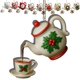 thumbnail image 2 of Adorno navideño vintage de tetera con efecto de té vertido | Decoración festiva para taza de té con acebo y frutos rojos | Regalo navideño para amantes del té y coleccionistas, 2 of 3