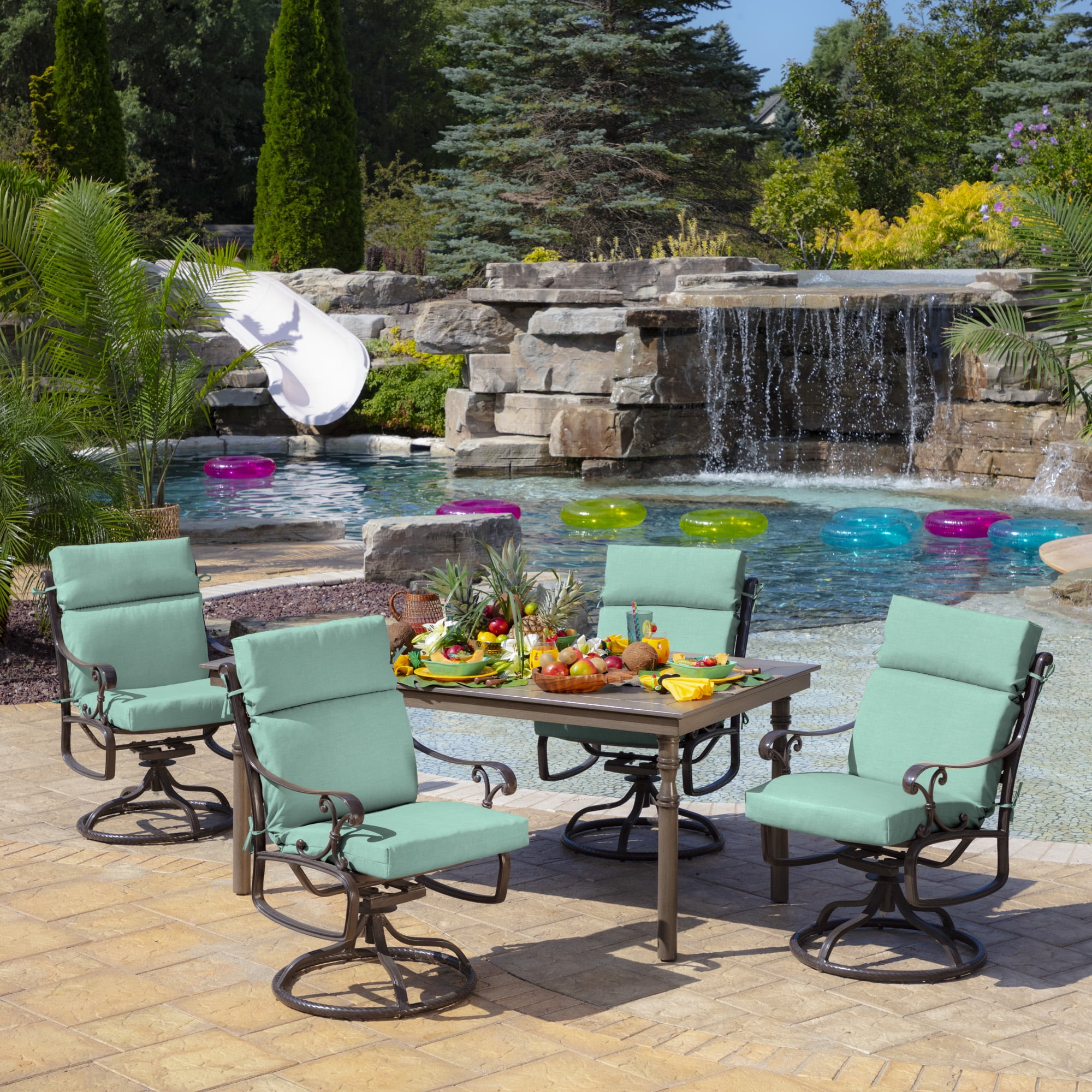 ARDEN Outdoor Chair Cushion 20 x 21, Aqua Leala