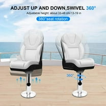 Boat Seat Pedestal Aluminum Swivel Boat Seat Pedestal Seat Mount Plate with Slide Boat Chair Base Mounting Brackets Boat Seat,360 Degrees Rotation Height Adjustable13 to19Inches