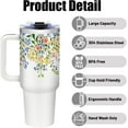thumbnail image 2 of Floral Tumbler with Handle - 40oz Stainless Steel Travel Mug Insulated Coffee Cup, Floral Birthday Gifts for Women, Flowers Girl Birthday Gift Ideas (with Lid and Straw), 2 of 6
