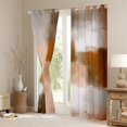 thumbnail image 3 of Manfei Abstract Watercolor Art Blackout Curtains Set of 2 (52x84 Each), Aesthetic Ombre Curtain, Beige Brown Orange, 3 of 6