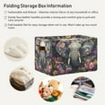 thumbnail image 6 of WOBOGO Majestic Elephant Square Storage Basket with Waterproof Canvas and PE Lining Durable PU Leather Handles 14.2×10.2×8.3in, 6 of 9