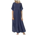 thumbnail image 3 of ZHOGXU Women's Dress Plus Size Short Sleeve Round Neck Polka Dot Print Fashion Comfortable Retro Style Dresses For Casual Daily Wear,Blue,Xxxxl, 3 of 4