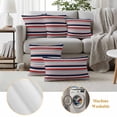 thumbnail image 5 of Pack of 2 Red Navy Blue Striped Outdoor Pillow Covers Decorative, Waterproof Pillow Protector, Farmhouse Stripes Modern Abstract Art Lumbar Throw Pillowcases for Patio Couch Sofa Home Decor 20"x12", 5 of 8
