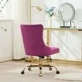 thumbnail image 5 of CQSXDA Modern Velvet Upholstered Tufted Button Office Chair  With Golden Metal Base Adjustable Desk Chair, Purple, 5 of 18
