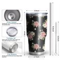 thumbnail image 3 of 30oz Pioneer Flower Floral Print Pattern Tumbler, Double Wall Vacuum Insulated Cup, BPA-Free Leak Proof Lid & Reusable Straws, Hot 12h, Cold 34h, 3 of 6