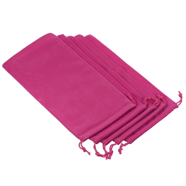 Unique Bargains Pochette en Microfibre 30x15cm, 5 Pcs Sac Cadeau à Cordon de Rangement Doux, Rouge Rose