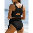 thumbnail image 4 of SHEWIN Women's Swimsuits 2 Piece Bikini Bathing Suits Set High Waisted Retro Floral Print Tummy Control Beach Swimwear Black US 12-14, 4 of 7