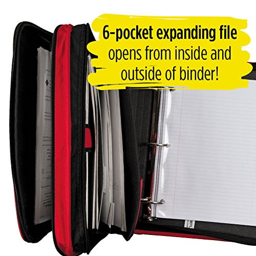 Durable 6-Pocket Expanding File 2 Inch 3 Ring Binder Black 72536 Five Star Zipper Binder - 2 Pack 