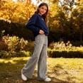 thumbnail image 4 of Girls Wide Leg Sweatpants Fashion High Waisted Casual Baggy Joggers Girls Athletic Pants with Pocket Size 7-16, 4 of 7