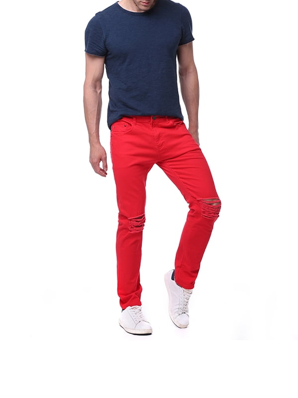 red ripped skinny jeans mens