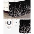 thumbnail image 3 of Black Botanical Wrap Around Bed Skirts for King Bed 18" Drop, Bed Skirt with Adjustable Elastic Belt Dust Ruffle Bed Valance for Bedroom Hotel Luxury Dragonfly Flower Leaf Retro Style Bed Frame Cover, 3 of 7