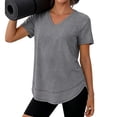 thumbnail image 4 of Babysbule Women's V-Neck Curved Hem Active Tunic Top, Moisture Wicking Short Sleeve Workout Shirt for Running, Yoga and Casual Wear, 4 of 7