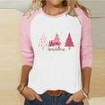 thumbnail image 2 of LckLvx T-Shirts de Noël pour Femmes Col Rond Manches 3/4 Raglan Chandail Tops Mignons Graphiques Décontractés, 2 of 4