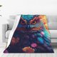 thumbnail image 1 of Fotbe Colorful Feather Owl Manta de Franela Acolchonada con Estampado, Súper Suave y Esponjosa, Extra Grande para Sofá, Cama, Uso Todo el Año-60"x50", 1 of 7