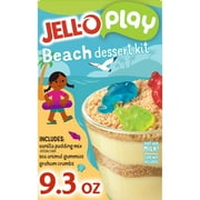 Jell-O Play Beach Dessert Kit with Vanilla Pudding Mix, Sea Animal Gummies & Graham Crumbs, 9.3 oz Box