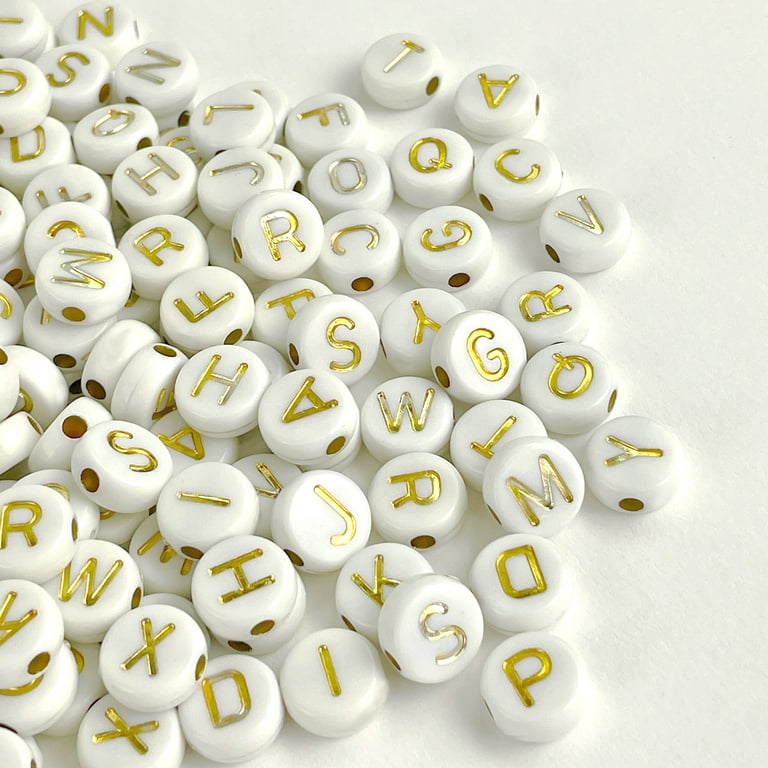 LENA Wooden Letter Beads, 300 Pieces, white/pink