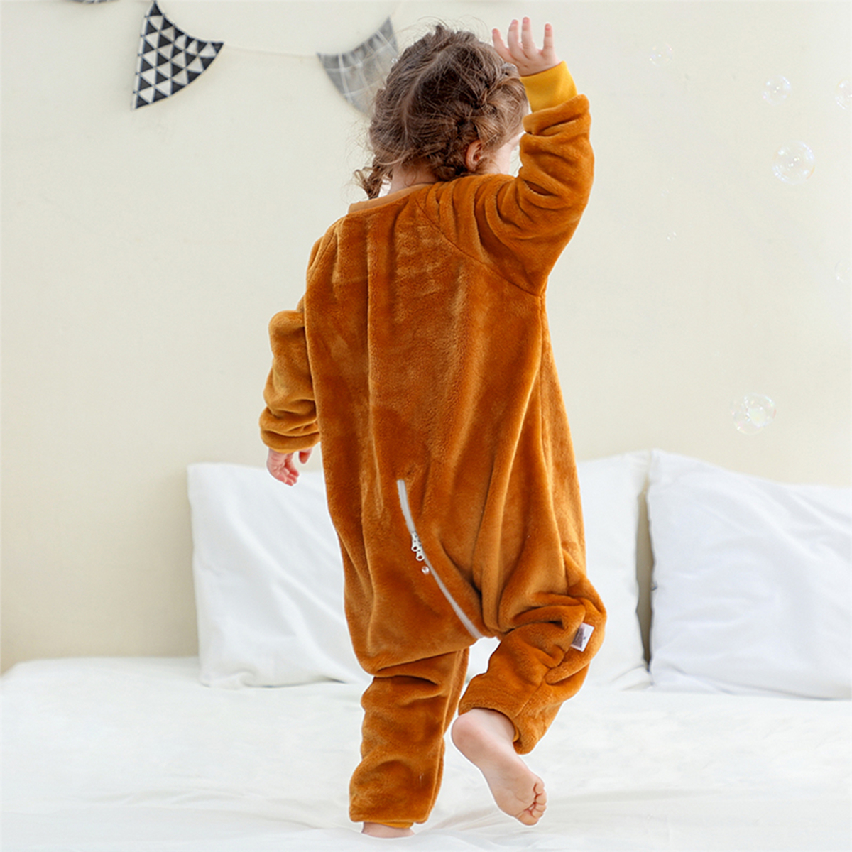 ATAIKU Toddler Sleeping Sack 9M-6T Winter Warm Flannel 2-Way Zipper Baby Sleep Sack with Feet, Infant Animal Lion Wearable Blanket