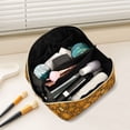thumbnail image 2 of FORMRS Makeup Bag Travel Cosmetic Organizer for Women Fold Flat Zipper Pouch with Handle, Retro Orange Flowers, 2 of 8
