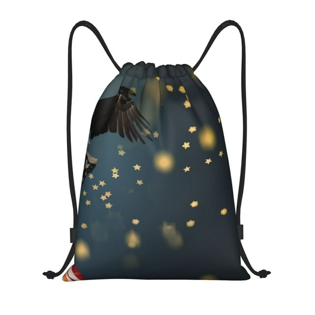 Gaeub North American Bald Eagle Drawstring Backpack Bag Sport Gym Sackpack Heavy Duty String Backpack for Men Women-Medium