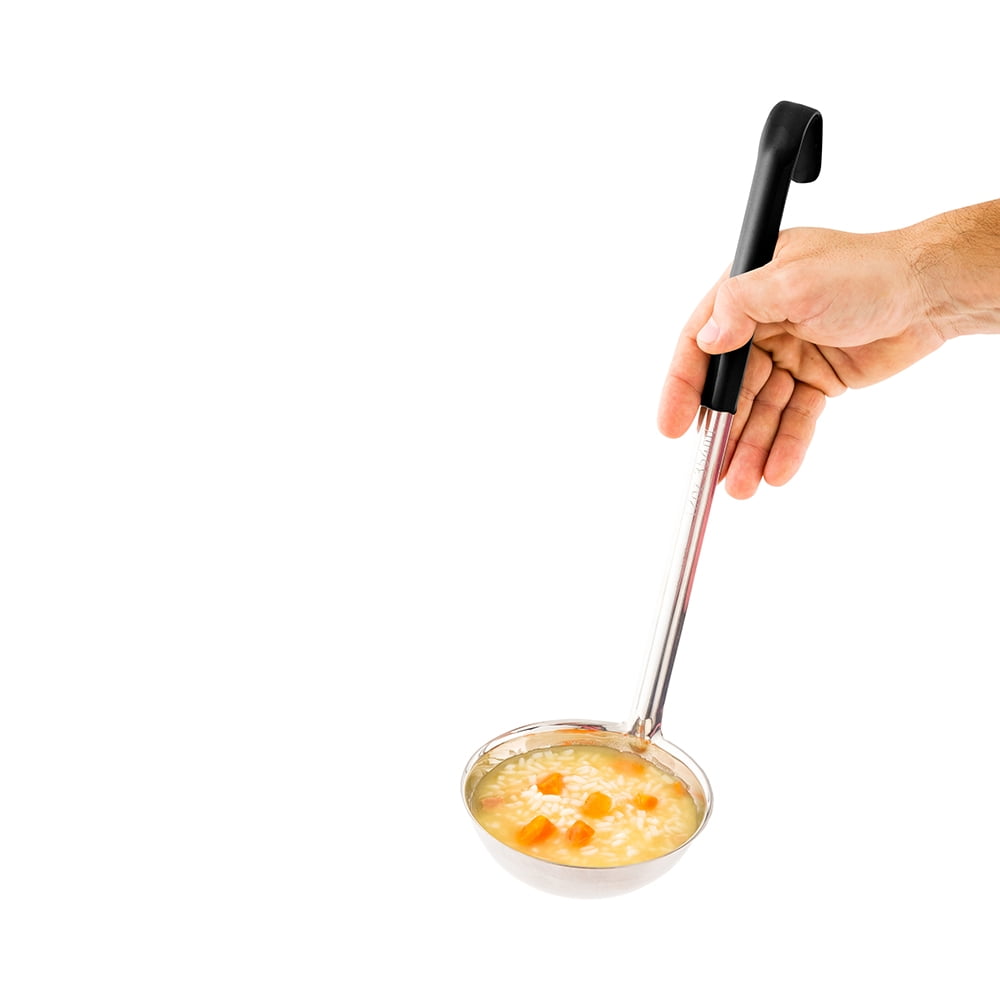 Stainless Steel Serving Ladle, Serving Spoon Heavy Duty, Commercial Grade Black Handle 12