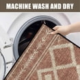 thumbnail image 2 of Boho Kitchen Mat 31"x20", Washable Non Slip Soft Plush Low Profile Kitchen Rug, Geometric Neutral Textured Sink Mat for Laundry Room, Bedroom & Office, Brown, 2 of 6