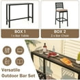 thumbnail image 4 of Gymax Ensemble de 3 Pcs Chaises d'Extérieur et Table de Bar en Métal Ensemble de Table de Salle à Manger de Patio avec Coussin, 4 of 7