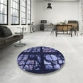 thumbnail image 4 of Ahgly Company Machine Washable Indoor Round Transitional Periwinkle Purple Area Rugs, 8' Round, 4 of 7