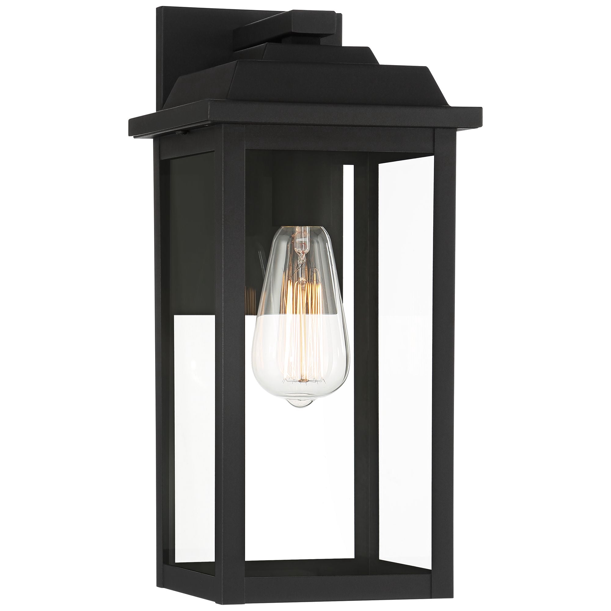 John Timberland Eastcrest Modern Outdoor Wall Light Fixture Textured Black 15 1/4" Clear Glass Panels for Post Exterior Barn Deck House Porch Yard