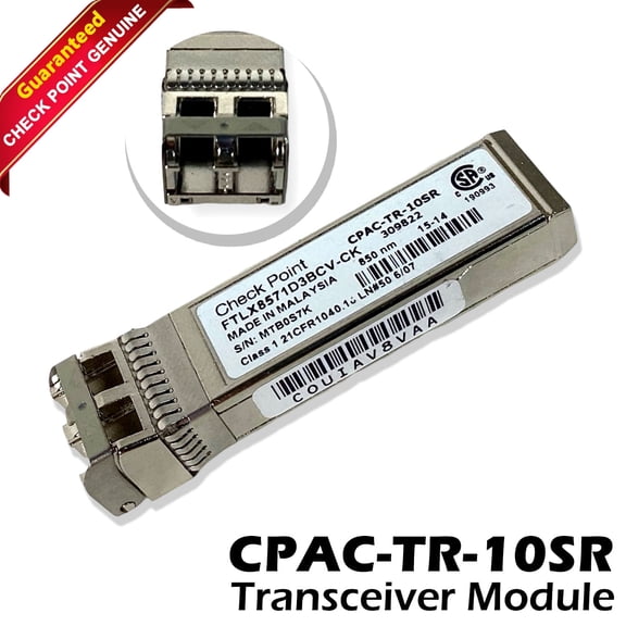 Pre-Owned Check Point CPAC-TR-10SR Compatible 10GBASE-SR SFP+ Transceiver FTLX8571D3BCV-CK-