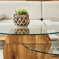 thumbnail image 6 of JUFU 47'' Modern Oval Glass Coffee Table, 2-Tier Living Room Table with Dark Wood Color Base, 6 of 12
