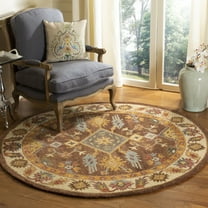 SAFAVIEH Antiquity Donnchad Traditional Wool Area Rug, Dark Brown/Ivory, 6' x 6' Round