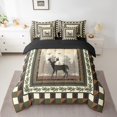 thumbnail image 2 of jejeloiu Jungle Deer 7 Pieces Bedding Comforter Set,Woodland Animals Full Bedding Set,Green Beige Grid Fitted Sheet Flat Sheet For Kids,Super Cozy Room Decor Reversible, 2 of 8