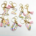 thumbnail image 3 of CSChome Initial Keychain with Pink Tassels Colorful Acrylic Initial Keychain with Pink Tassels Decor Letter Cup Pendant Keyring Water Bottle Decoration Birthday Gift, 3 of 6