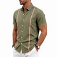 thumbnail image 5 of Mens Guayabera Shirts Short Sleeve Casual Cuban Linen Shirt Button Down Beach Summer Mexican Shirts Army Green L, 5 of 9