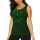 thumbnail image 1 of Fotbe Green Sparkling Blusas Sin Mangas para Mujer – Estilo Casual, Corte Suelto, Slim-Fit, Cuello Redondo Deportivo, Tops de Verano para Gimnasio y Yoga-Small, 1 of 7