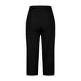 thumbnail image 6 of Ecqkame Women's Cropped Yoga Pants Plus Size Elastic Waist Stretchy Workout Pants Solid Color Casual Loose Pants with Pocket 02-Black XL, 6 of 7