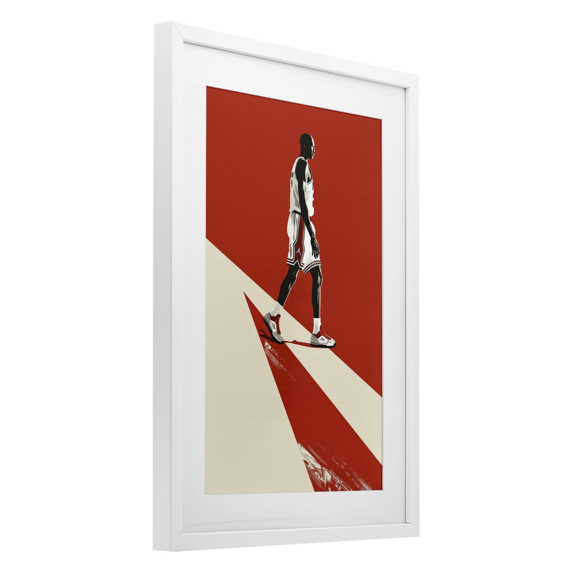 Stupell Industries Retro Basketball Legend White Framed Print Under Glass, design by Ray Powers