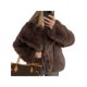 thumbnail image 3 of Abrigo de Piel Sintética para Mujer, Chaqueta de Piel Sintética, Chaqueta de Invierno de Larga con Solapa, Parka Corta Café XL, 3 of 10