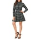 thumbnail image 2 of INSPIRE CHIC Vestido A-Line de Cuadros para Mujer con Botones y Cuello de Punta de Manga Larga XS Negro, 2 of 6