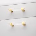 thumbnail image 4 of knobelite 3-1/2 Inch Hole Center Cabinet Pulls 10 Pack, Square Drawer Pulls with Gold Zinc Alloy Base and Clear Arcylic Tube, Kitchen and Badroom Cabinet Handles, 4 of 5